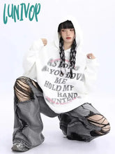 Lunivop Oversize Y2K Streetwear Hoodies Women Harajuku Fashion Letter Print Hooded Sweatshirts